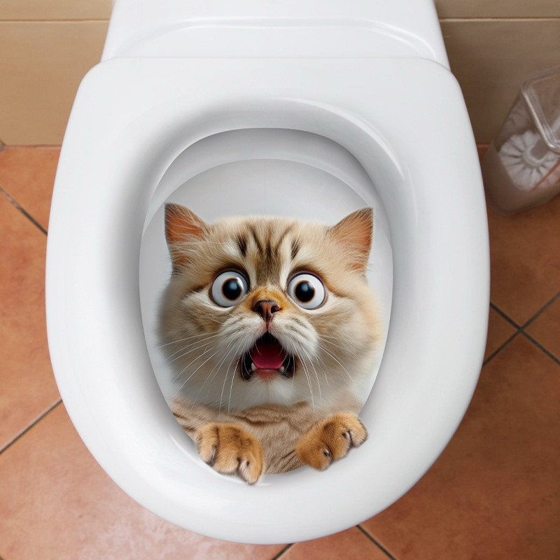 stiker closet duduk / wallpaper toilet hewan kucing lucu