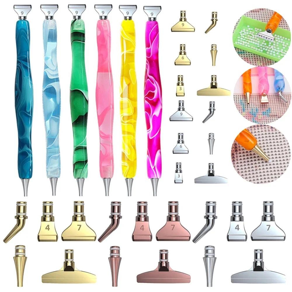 

7Pcs/Se Reusable amond Painting Pen Replacement Pen Heads Cross Stitch Embroidery Quick Cases Tool Metal Point Drill Pen Heads