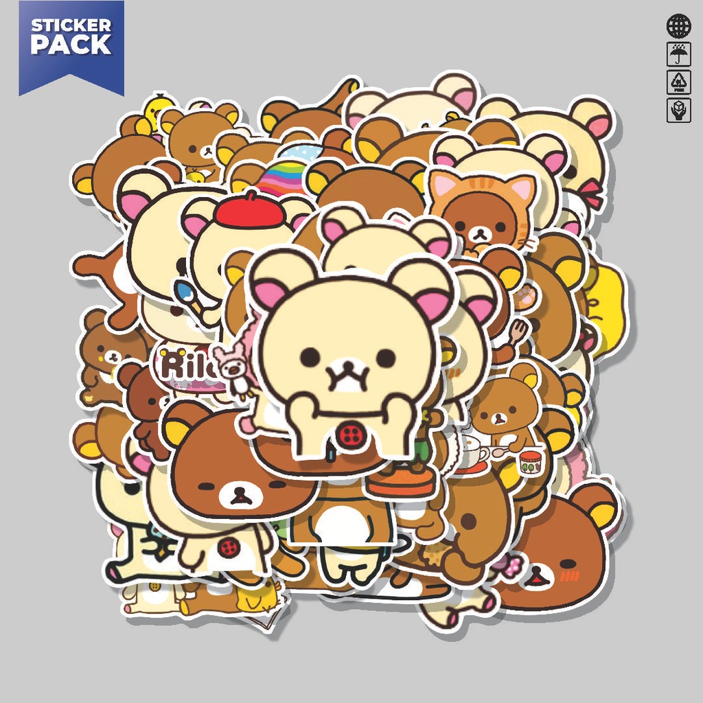 

[100PCS]Stiker Pack Stiker Kartun Rilakkuma Aesthetic Vinyl Anti Air Dekorasi Sticker Laptop Buku Journal Koper Helm Casing HP Gitar Helm Skateboard
