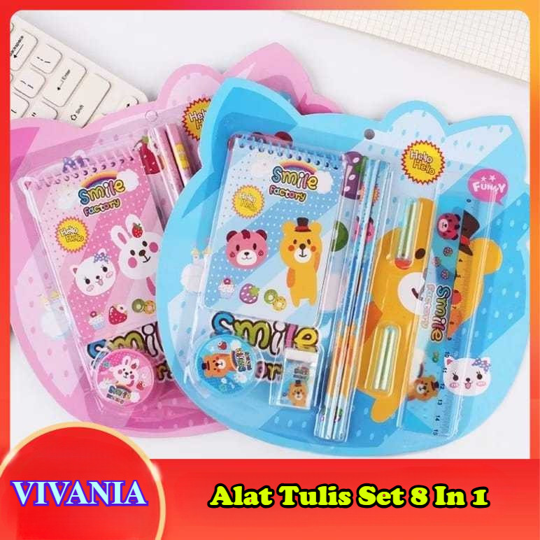 

VIVANIA - Set Alat Tulis 8 In 1 Stationary Set Karakter Kartun / Alat Tulis Kartun Lucu