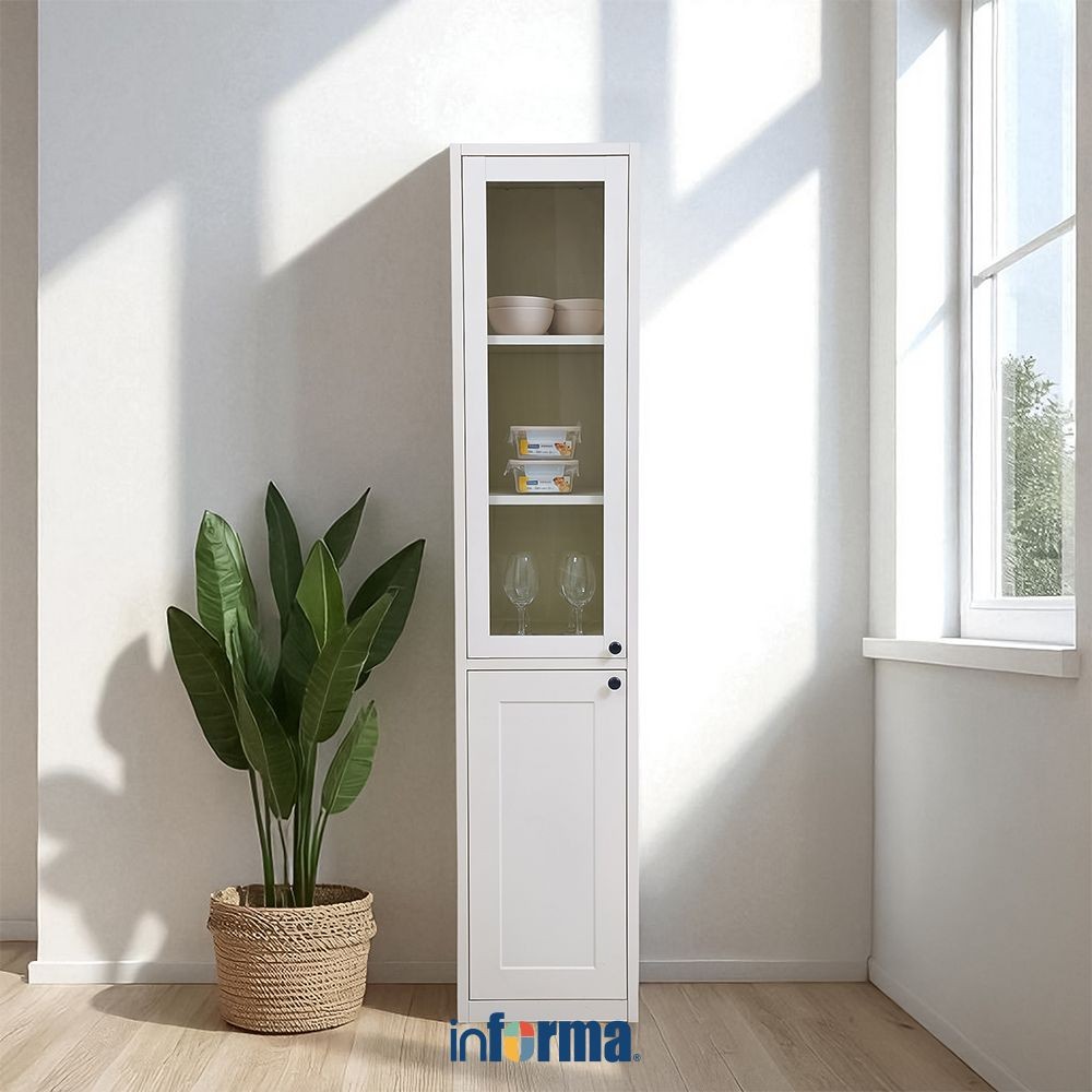 Informa Scott Lemari Arsip Kantor Metal Pintu Kaca Tall - Putih File Cabinet Lemari Besi Dokumen Ars