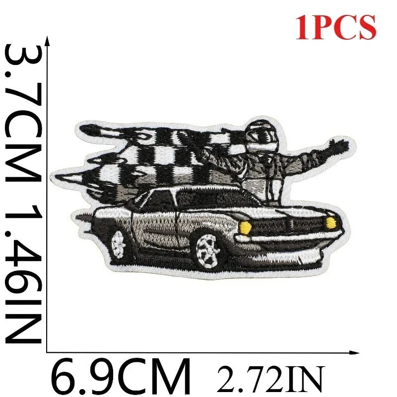 

Racing Car Embroidery Cloth Sticker Go-kart Track Clothes Dress Up Computer Embroidery Chapter Boy Supercar Embroidery Label
