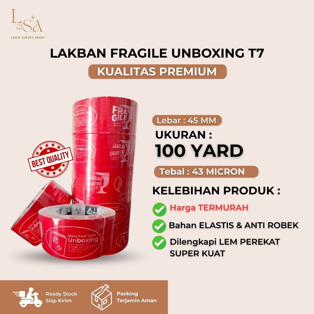 

Lakban Fragile Unboxing T7 45mm 100 Yard 43 Micron