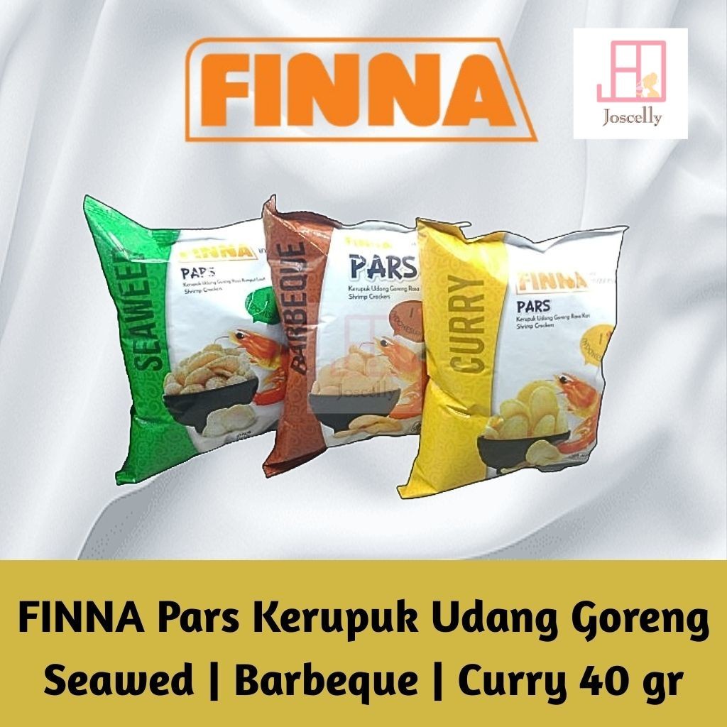 

JOSCELLY.ID FINNA Pars Kerupuk Udang Rasa Seaweed / Rumput Laut | Curry / Kari | Barbeque / BBQ 40 gr