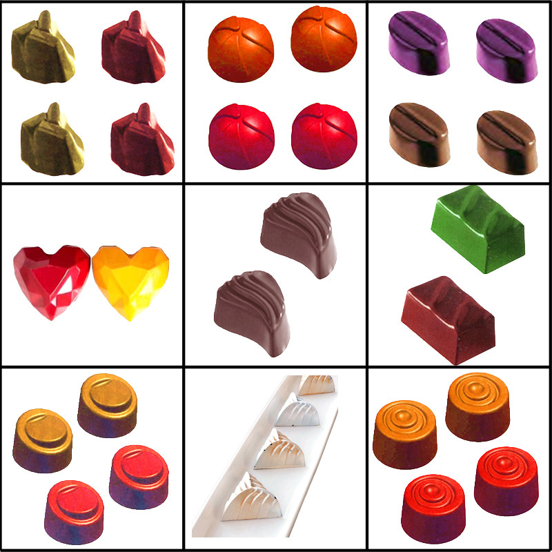 

Meibum vários molde de chocolate policarbonato amor diamante pedra redonda padrão confeitaria bandeja de cozimento diy molde de doces criança