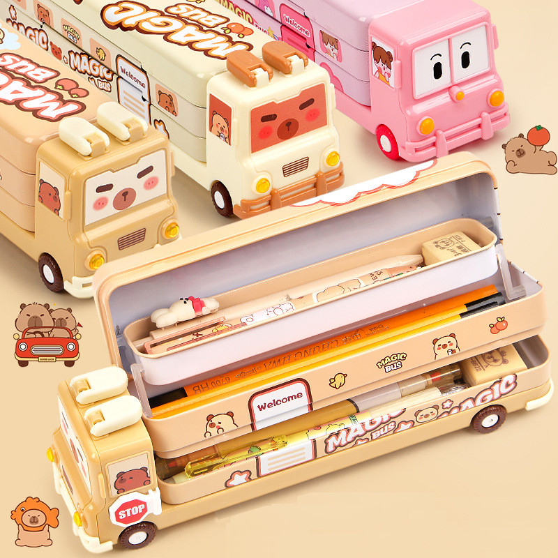 

COD TEMPAT PENSIL 3 TINGKAT MOTIF CAPYBARA WARNA SOFT BROWN / KOTAK PENSIL BUS CAPYBARA SERBAGUNA / TEMPAT PENSIL KALENG