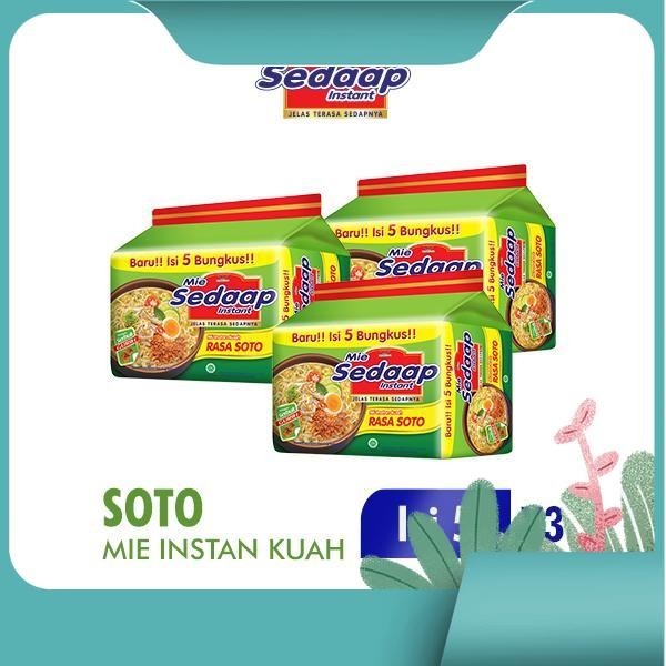 

Sedaap Mie Instan Soto Isi 5 Bag 76g x3