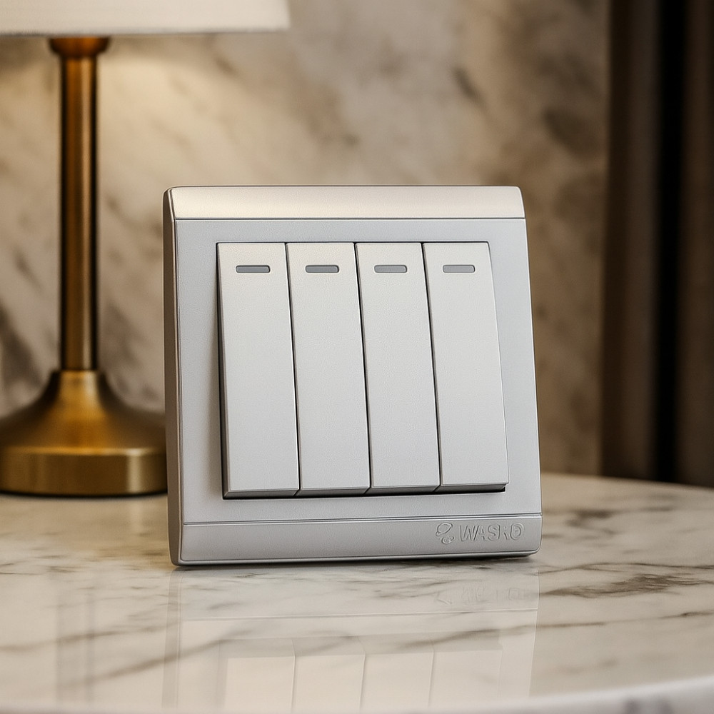 MASKO IB SAKLAR 4 GANG SILVER K-SV 214 (K-SV214) KRISTA SNI ORI ORIGINAL