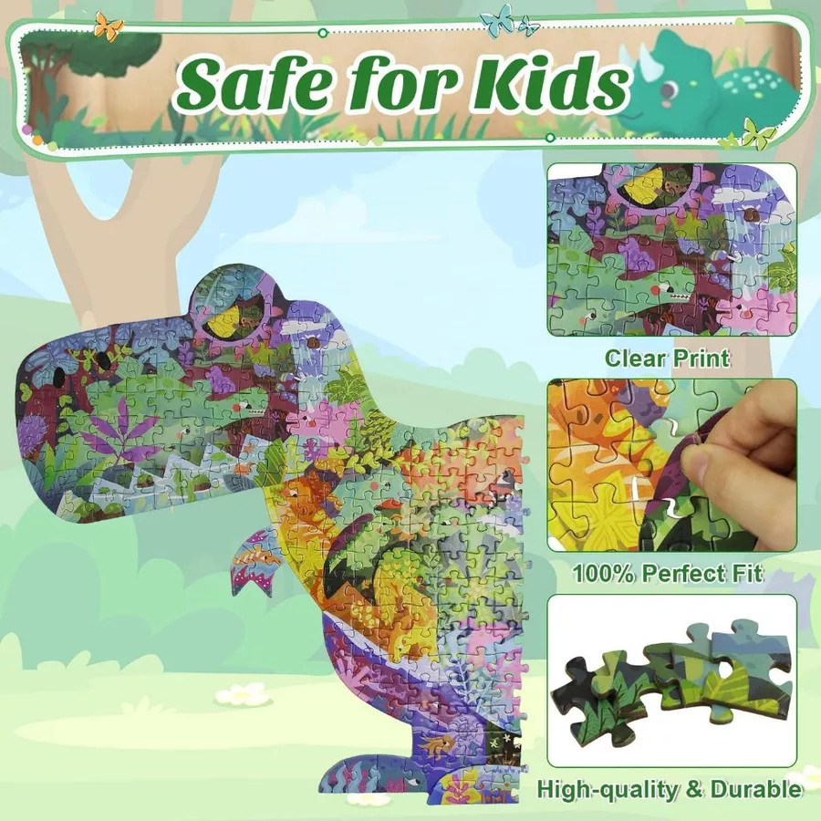 Puzzle 3D 295pcs Puzzle Dinosaurus 3D Puzzle Seni Estetika Anak Puzzle Jigsaw Dino World