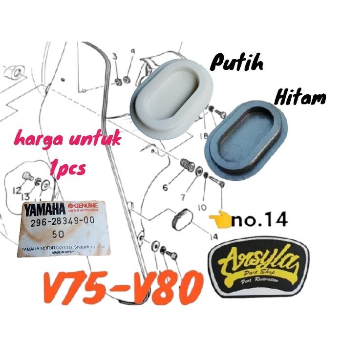 karet tutup sayap Yamaha v75 v80 ORI 296-28349-01 cap ada 2 varian hitam dan putih