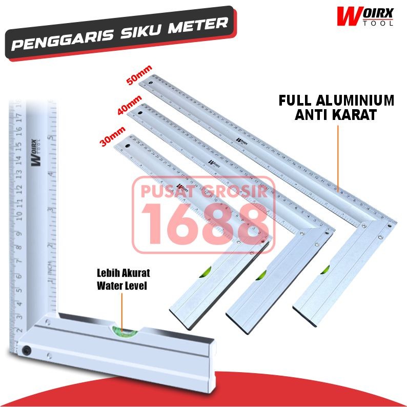 Penggaris siku tukang aluminium alloy 30cm 40cm 50cm