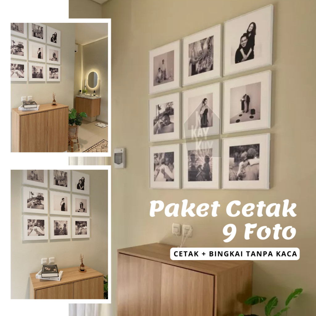 Paket 9 Ukuran 30x30 - Cetak Foto Bingkai Frame Foto Fiber Tanpa Paku Print Foto Bingkai Fiber Blok