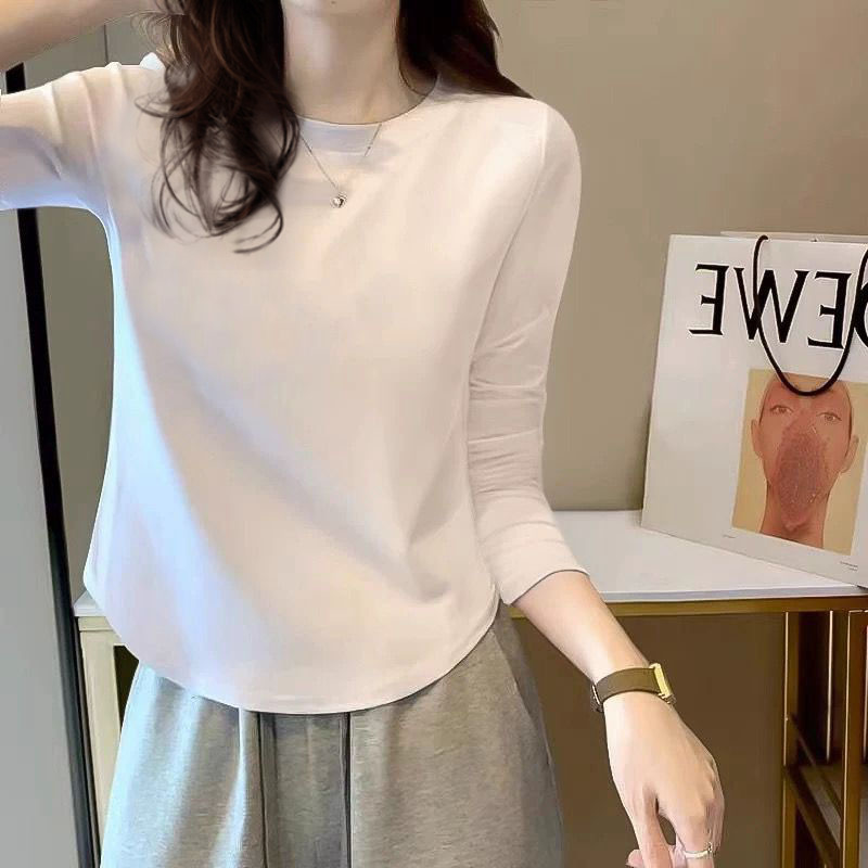 Kaos Wanita Polos Lengan Panjang Oval Terbaru - Kaos Wanita Adem Lengan Panjang