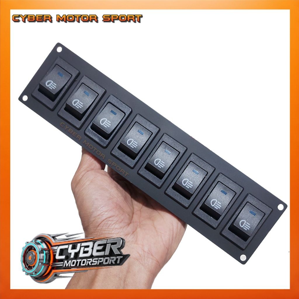 Switch panel mobil 12v 24 volt 8 saklar tombol lampu mobil offroad bus truk sedan 8 gang rocker swit