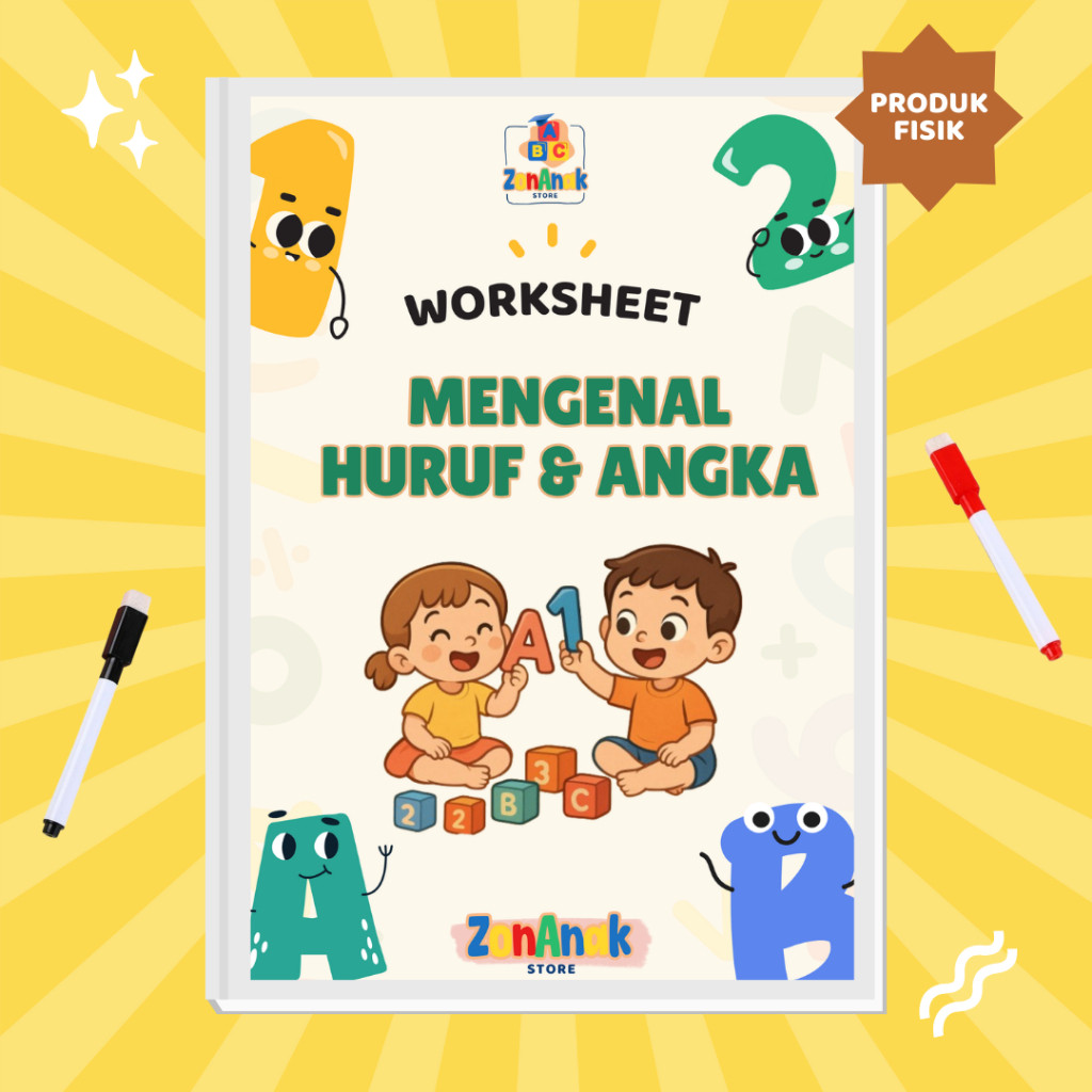 

Worksheet Wipe & Clean Terlengkap Buku Aktivitas Belajar Menulis Angka & Huruf Anak PAUD TK