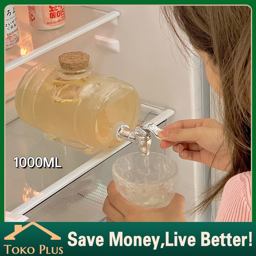 Dispenser Kulkas Mini 1L Glass Dispenser Air Minum Jus / Dispenser Toples Kaca Kran / Cold Glass Wat
