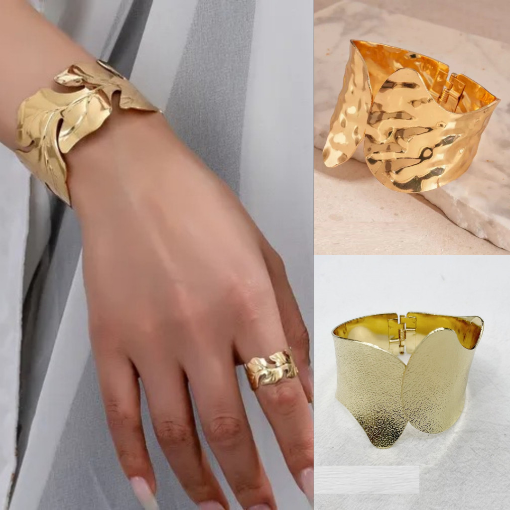 Gelang Titanium Wanita Anti Karat Versi Lebar Gelang Logam