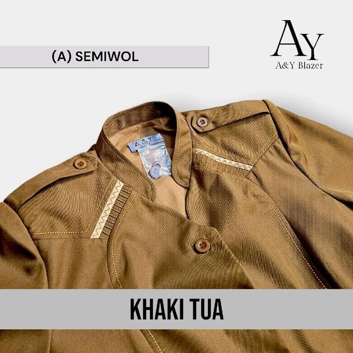 [03] BARU!! SEMIWOL!! A&Y Blazer Baju Seragam PDH Guru / PNS Wanita Warna KHAKI TUA terbaru | Seraga