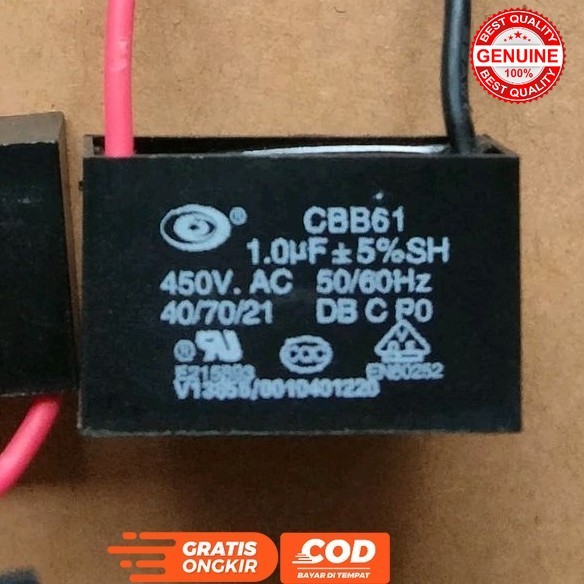 KAPASITOR KIPAS 1UF 450VAC CAPASITOR SEGI KOTAK 1 UF 450 VOLT