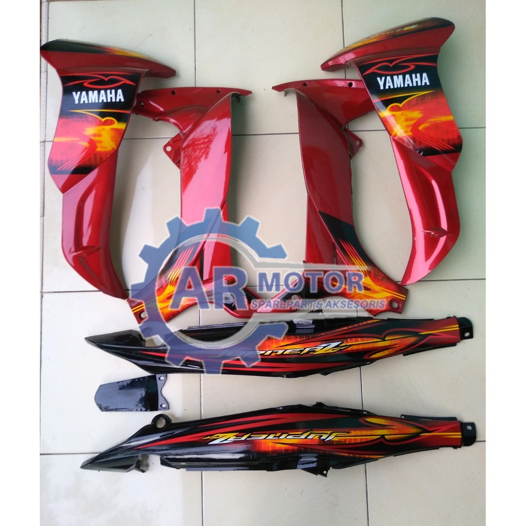 SAYAP LUAR DALAM DAN BODY BELAKANG JUPITER Z BURHAN 2006 - 2008 MERAH HITAM PLUS STRIPING