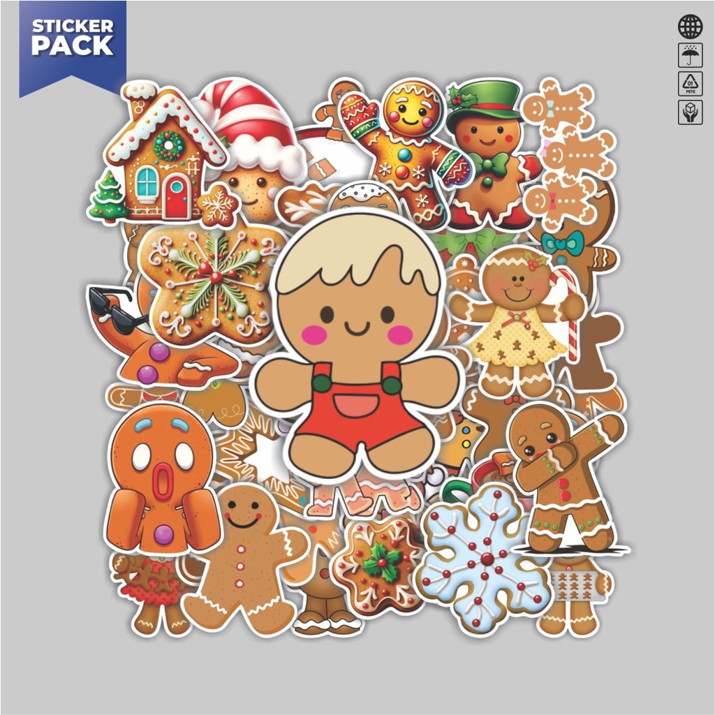 

[100PCS]Stiker Pack Stiker Gingger Cookies Aesthetic Vinyl Anti Air Dekorasi Sticker Laptop Buku Journal Koper Helm Casing HP Gitar Helm Skateboard