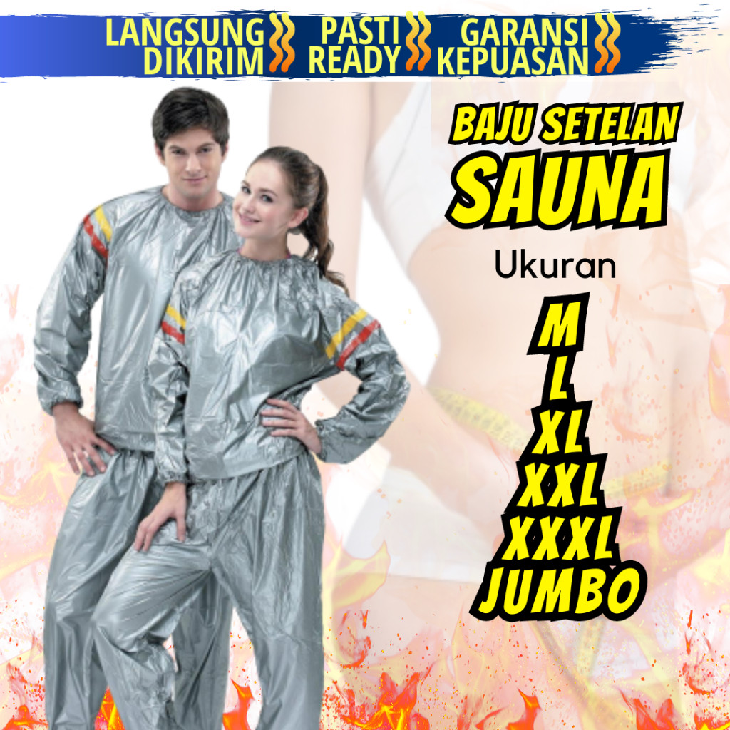 Baju Sauna Untuk Olahraga Jogging Jumbo Bakar Extra Kalori Jaket Sauna Suit Pelangsing Set