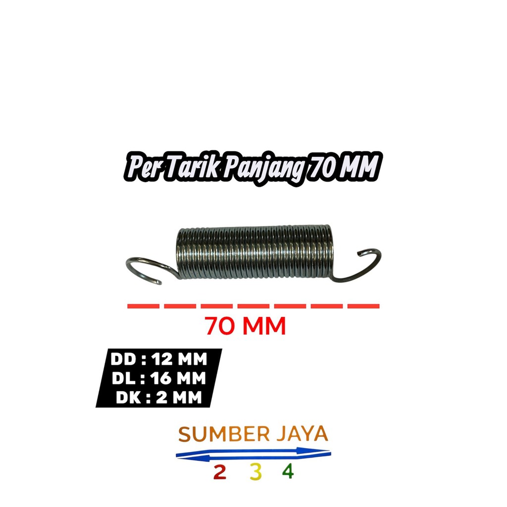 Per Tarik Panjang 70 MM Diameter Kawat 2 MM Pir Pegas Spring Peer Lentur 12 X 16 X 2 TERMURAH