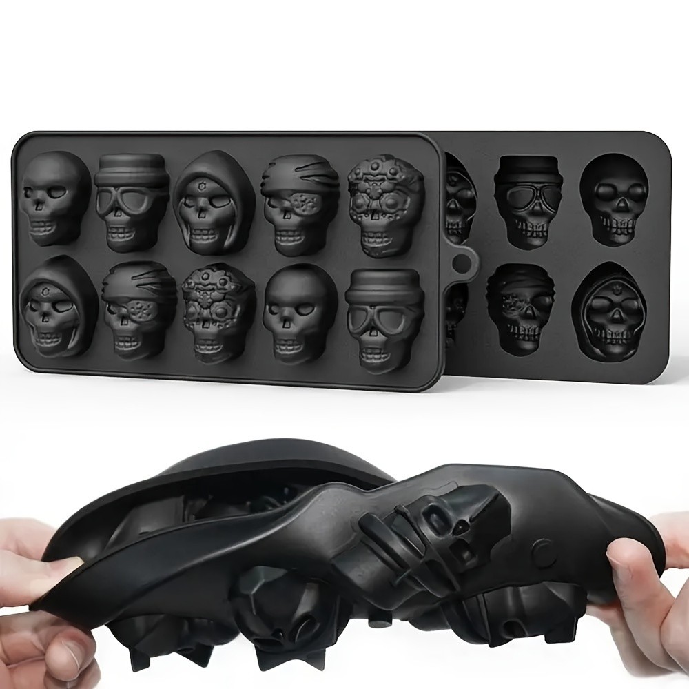 1pc Ice Cube Mold, Silicone Skull Ice Cube Tray, Multifunctional Chocolate Mold, Mold For Pudding,Ca