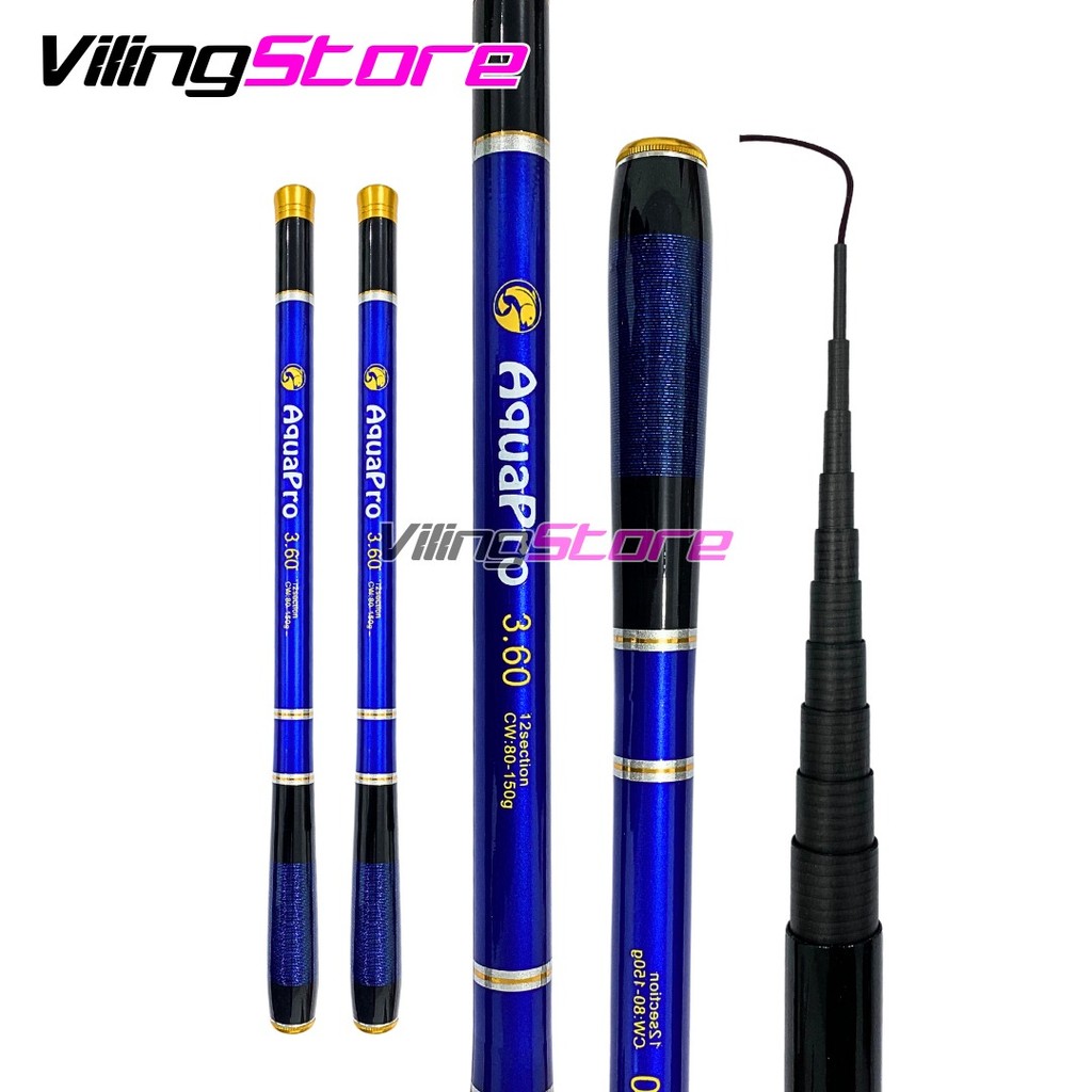 Joran Pancing Tegek dengan Ruas Pendek ±40cm Tersedia Uk 1.5M - 4.5M Bahan Serat Carbon Medium Actio