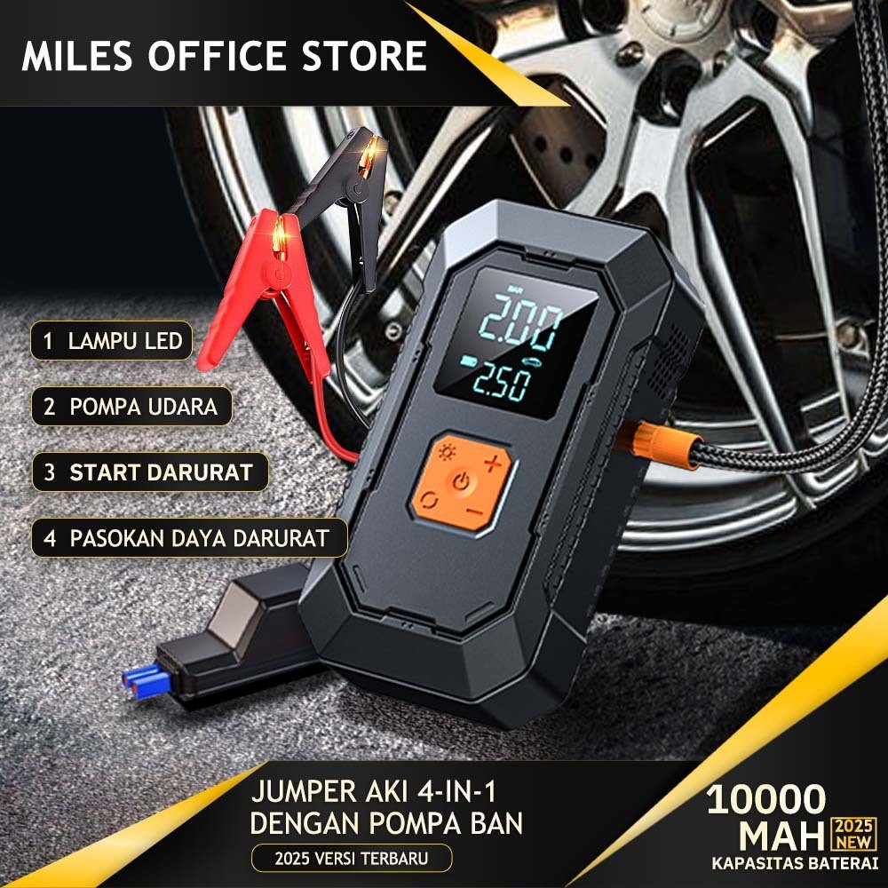 10000mAh Jumper Aki Mobil 12V Power Bank Jumper Aki Dan Pompa Ban Portable 4in1 Jamper Aki Mobil