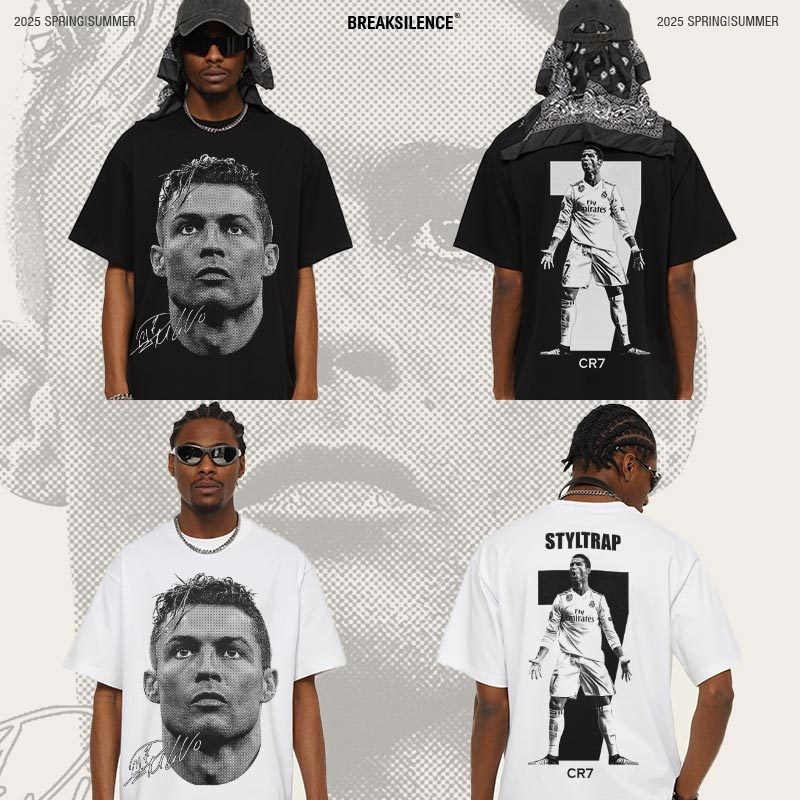 Tshirt Vivammo White Tee CRISTIANO RONALDO CR7 , ICONIC OF FOOTBALL