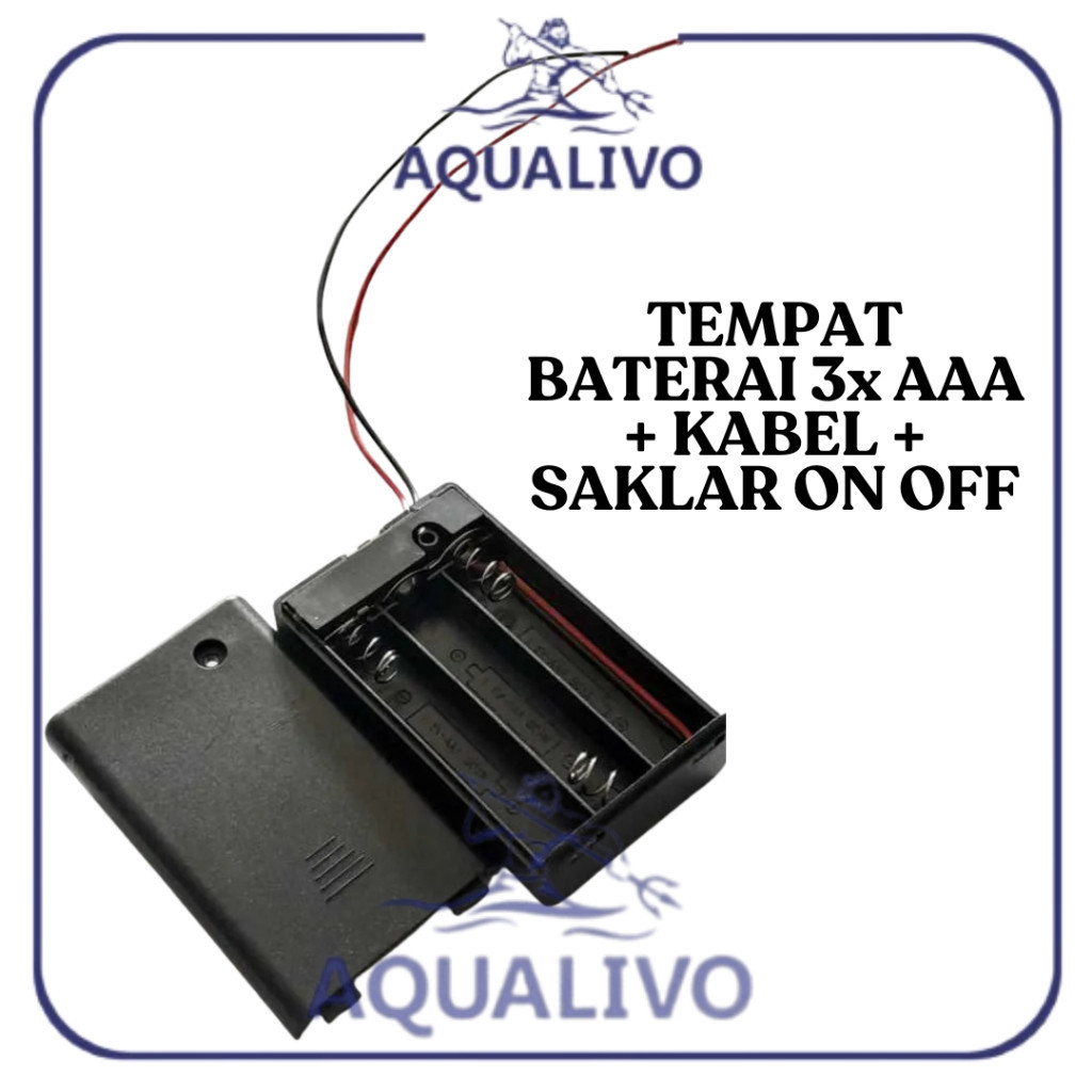 Tempat Baterai 3x AAA Cover Saklar ON / OFF Seri 3 x A3 Battery Holder Dudukan