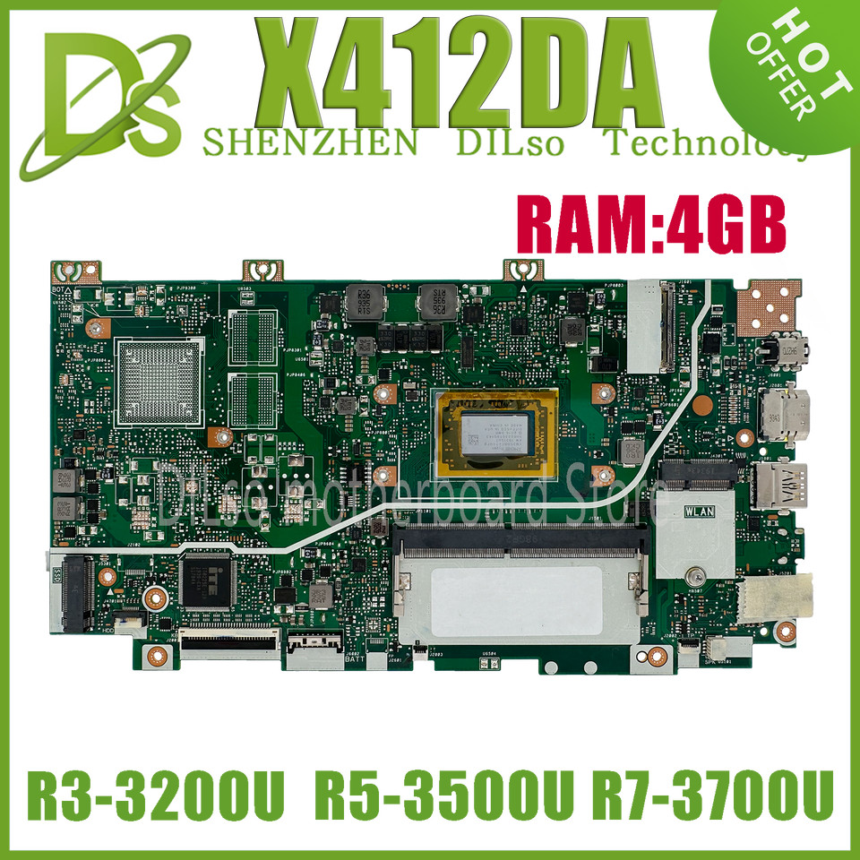 KEFU X412DA X412DK A412D F412D X412D Laptop Motherboard With R3-3200U R5-3500U R7-3700U UMA/V2G 4GB-