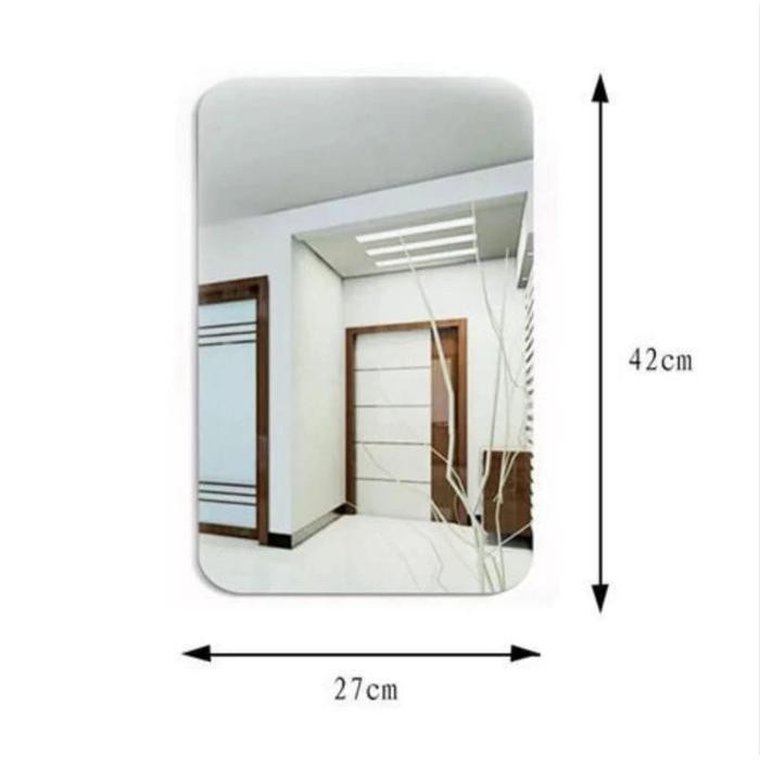 Stiker Cermin Kaca Dinding Oval Kotak anti Pecah Kaca Cermin tempel - Kotak