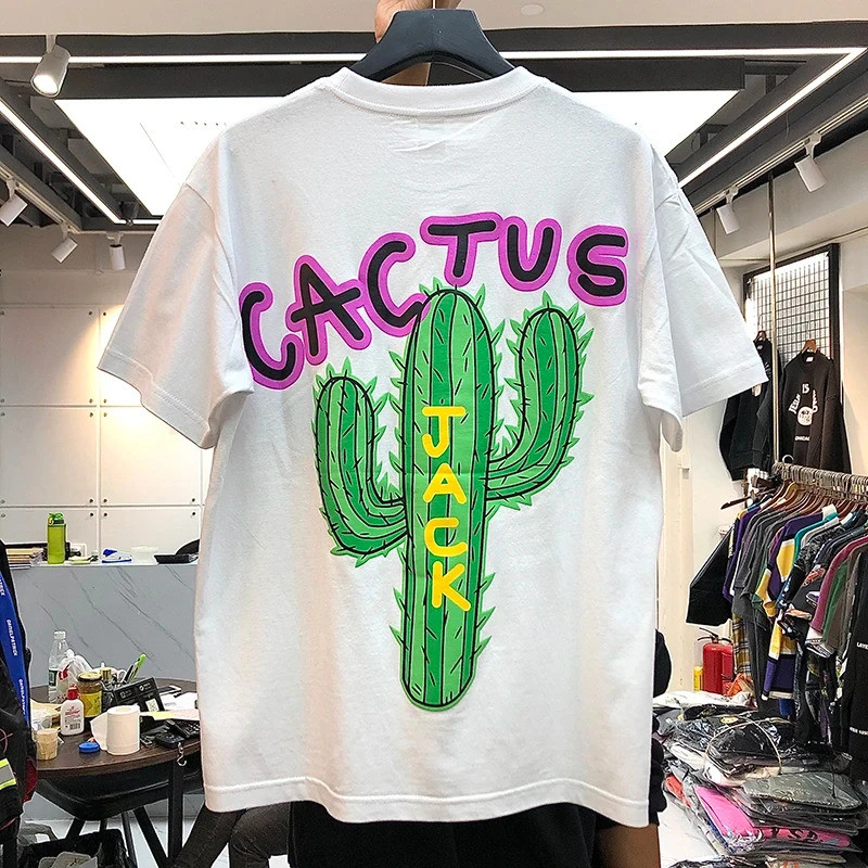 Kaos Hip Hop Mewah Baru Cactus Jack Travis 2023 Kaos Katun Hip Hop Pria Streetwear Tee Top