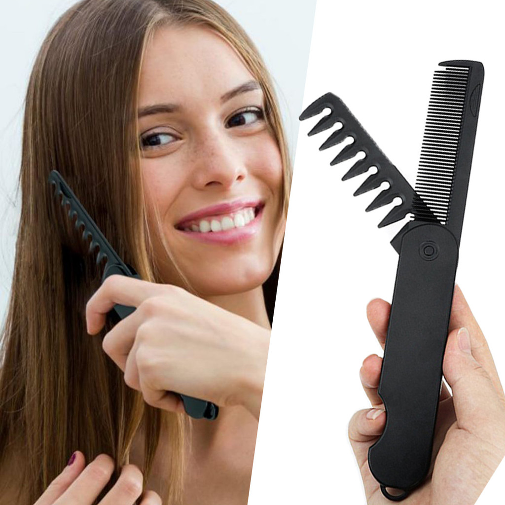 2in1 sisir pelurus Sisir Rambut Lipat Ganda Penataan Rambut Rambut Pria Wanita