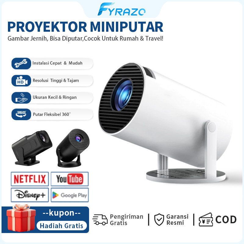 GigaByte Store 【Ready】HY300 Pro Proyektor 4K Kamar Tidur Rumah Proyektor 5G Kotak Android Kotak Andr