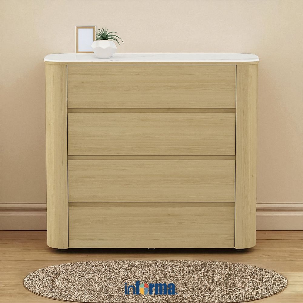 Informa Carlson Laci Penyimpanan 4 Tingkat - Cokelat Oak Laci Kabinet Serbaguna Cabinet Penyimpanan 