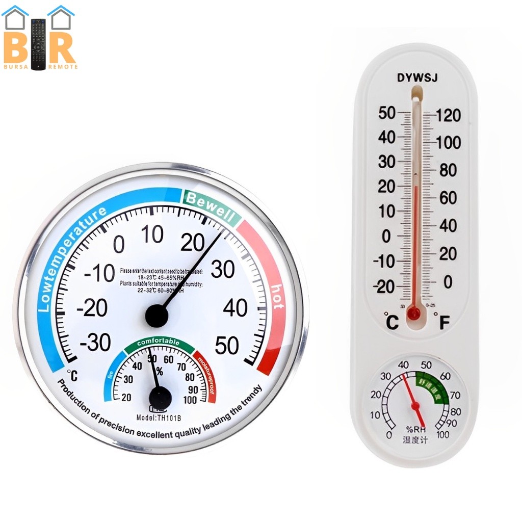 Star OFC - Alat Pengukur Pengatur Suhu Kelembaban Ruangan Panjang Dan Bulat Hygrometer Termometer Di