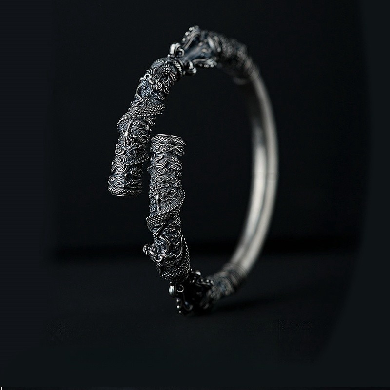 Gelang Tongkat Emas Naga Bermotif Awan Mitos Hitam Wukong