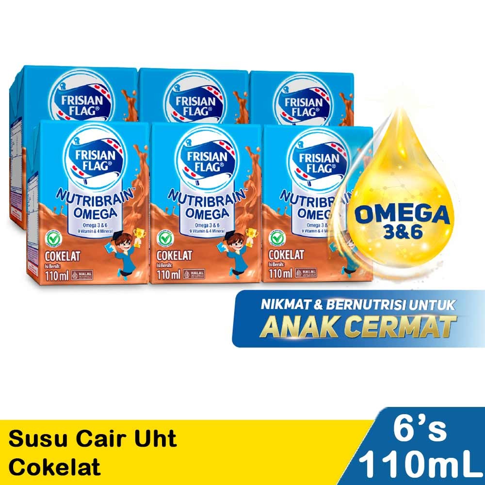 FRISIAN FLAG SUSU CAIR UHT MILKY/NUTRIBRAIN CHOCO 6x110mL