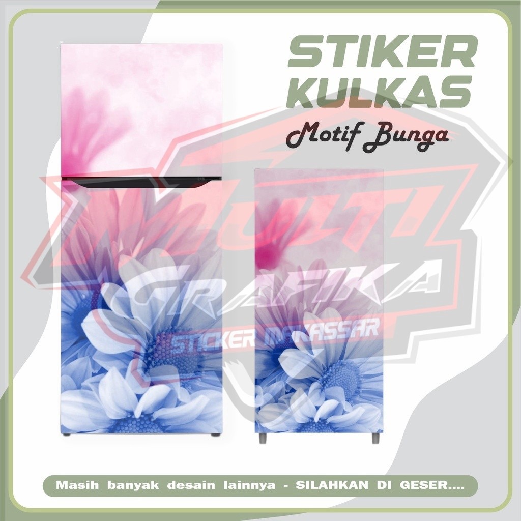 Stiker Kulkas 1 Pintu dan Stiker Kulkas  Pintu Motif Bunga - Wallpaper Kulkas Waterproof