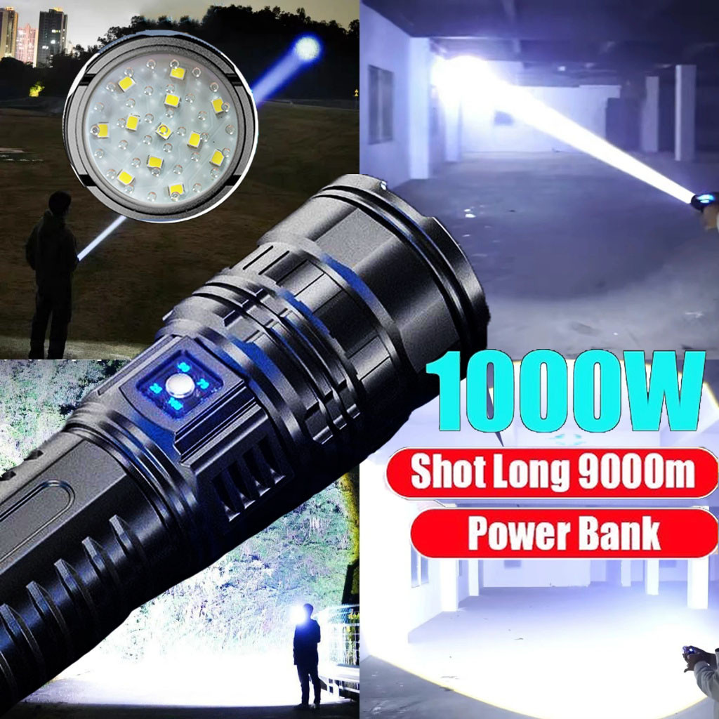 【COD】Senter LED Super Terang/Senter Super Terang Jarak Jauh 150000 lumens ori USB C Rechargeable Zoo