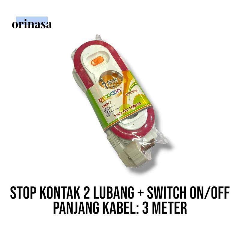 Stop Kontak Modern Dexicon 2 Lubang + Switch 3 Meter 3M
