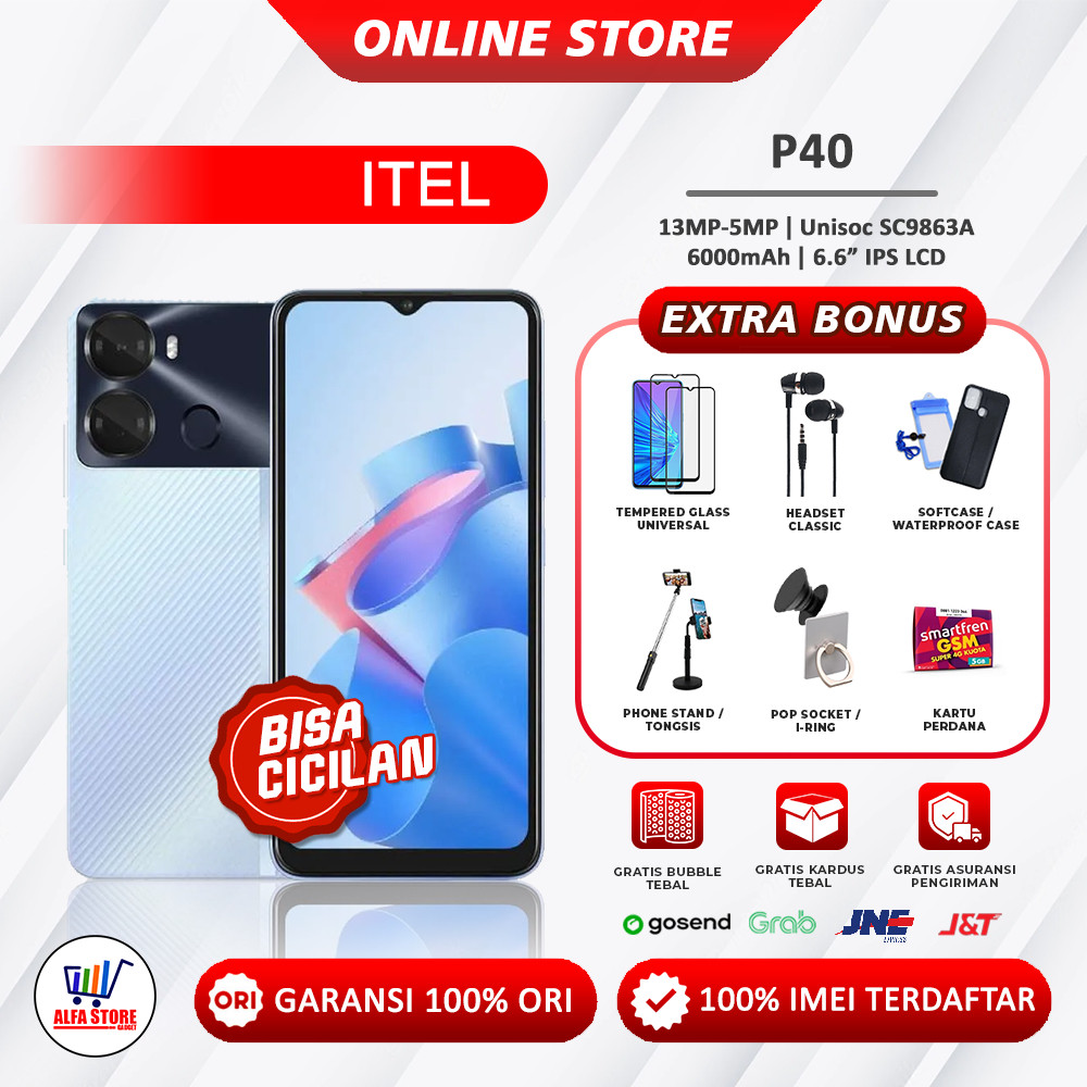 Vision Itel P40 Ram 4/64GB Extended 3GB Up To 7GB Garansi Resmi by infinix