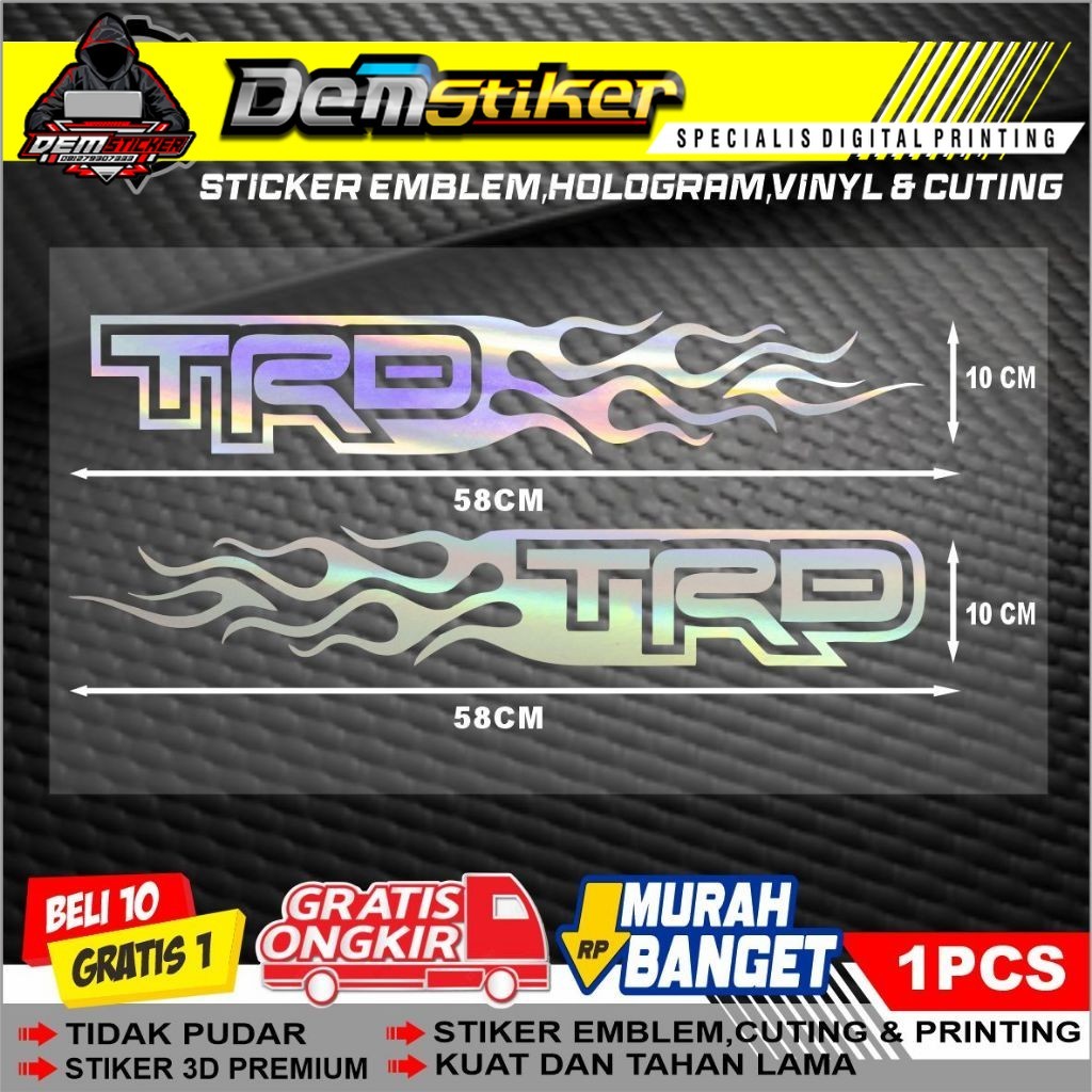 TRD api api,stiker trd racing,stiker cuting untuk mobil,stiker variasi mobil trd