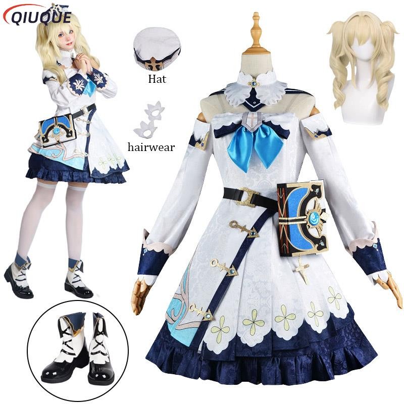 Barbara Cosplay Genshin Cosplay Costume Hat Barbara Wig Shoes Halloween Party Role Play Outfits Game