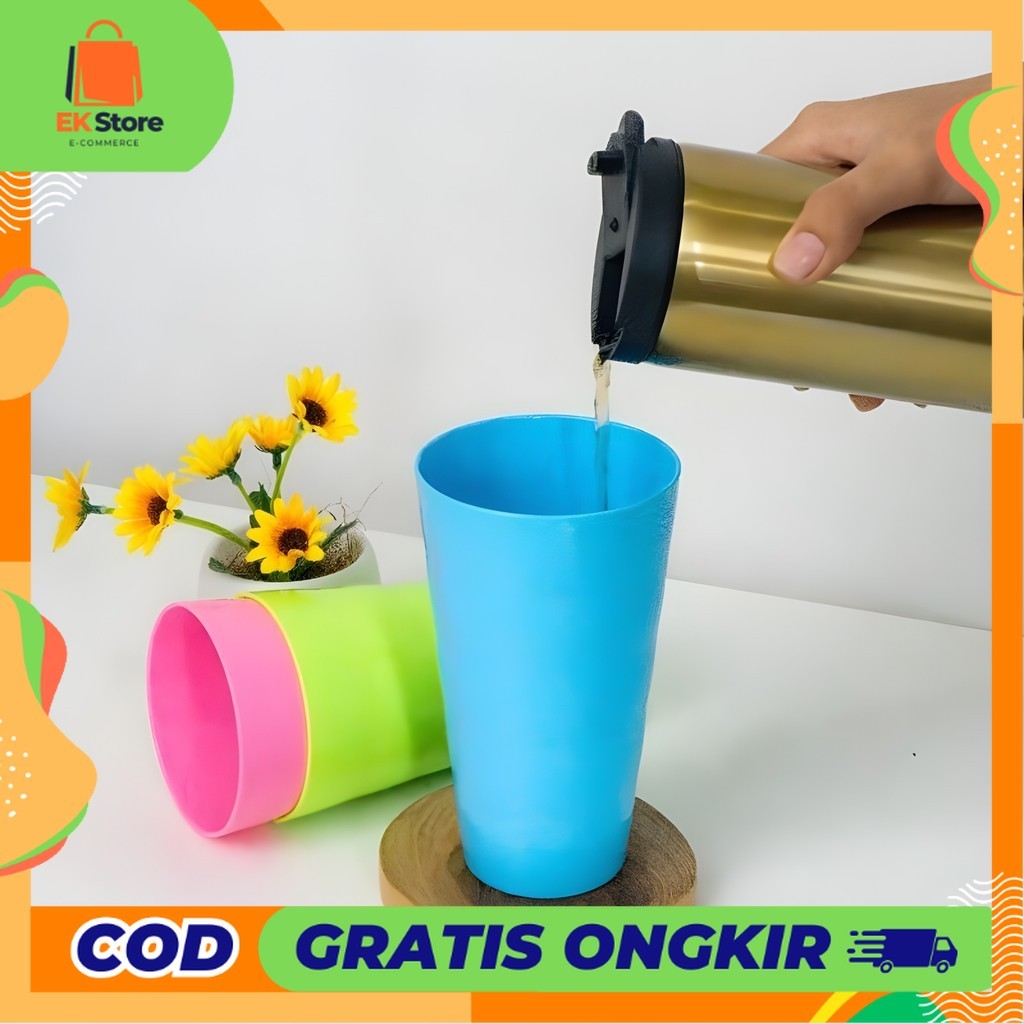 EK Cangkir Gelas Plastik / Gelas Es Teh / Gelas Bir / Gelas Kecil Gagang