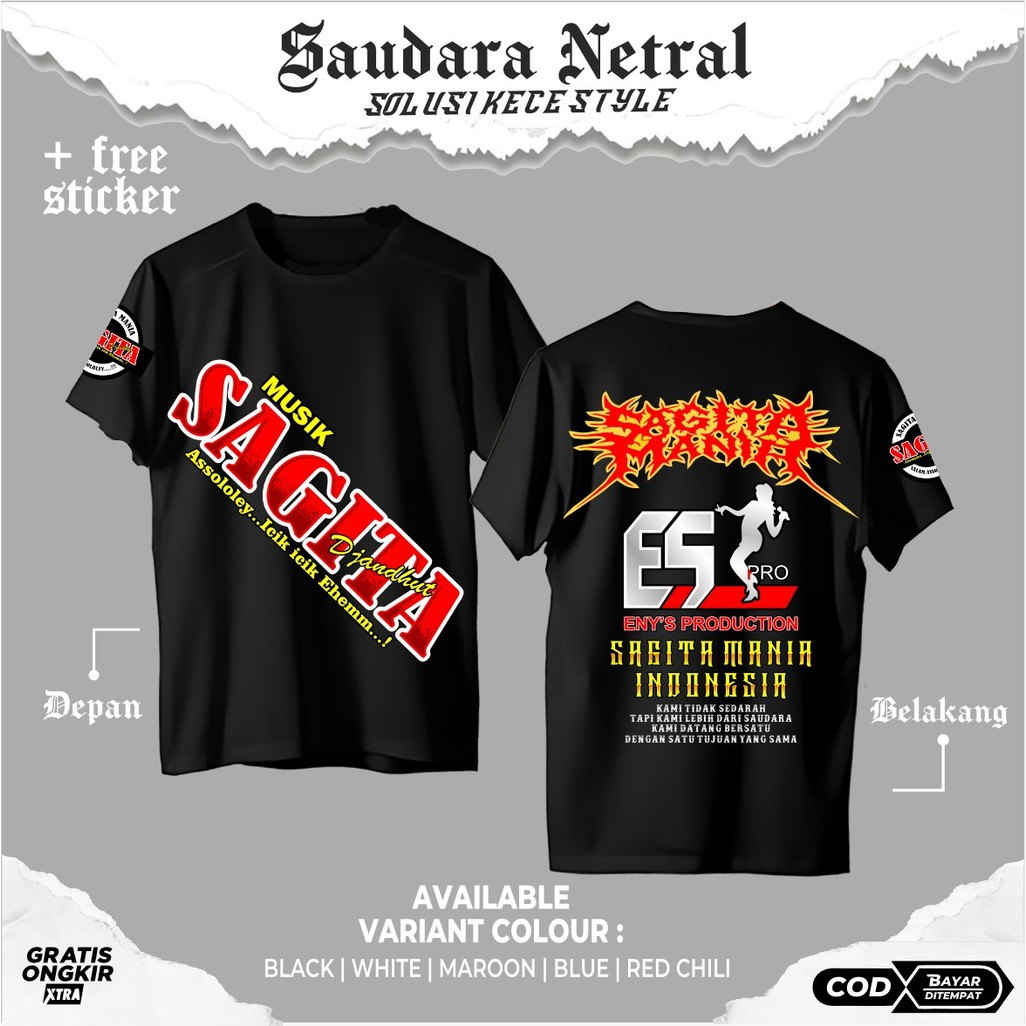 KAOS NETRAL MUSIK SAGITA MANIA KAOS NETRAL TERBARU - KAOS NETRAL BROTHERHOOD - KAOS NETRAL SIMPEL - 