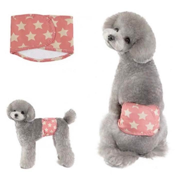 Dog belly belt dog marking belt dog male wrap celana popok anjing jan - Pink star, XL by Happypaws i